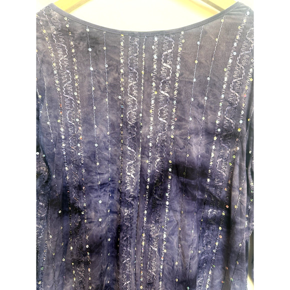 CB Established Womens Embroidered Henley Top Size XL Acid Wash Grunge Witchy Y2K - Picture 8 of 11